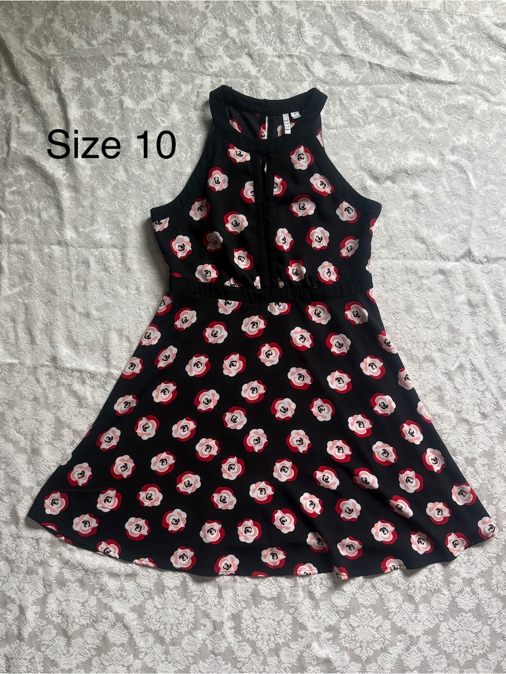 Kids Black Floral Halter Dress - Size 10